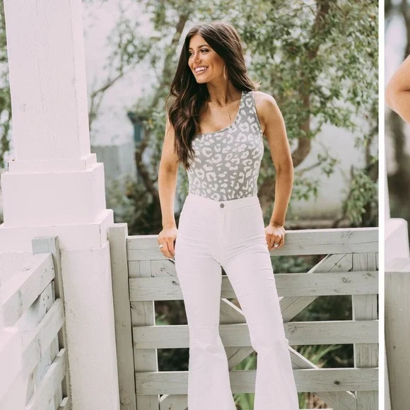 🐆 Stella One Shoulder Green Leopard Print Bodysuit - Picture 1 of 3